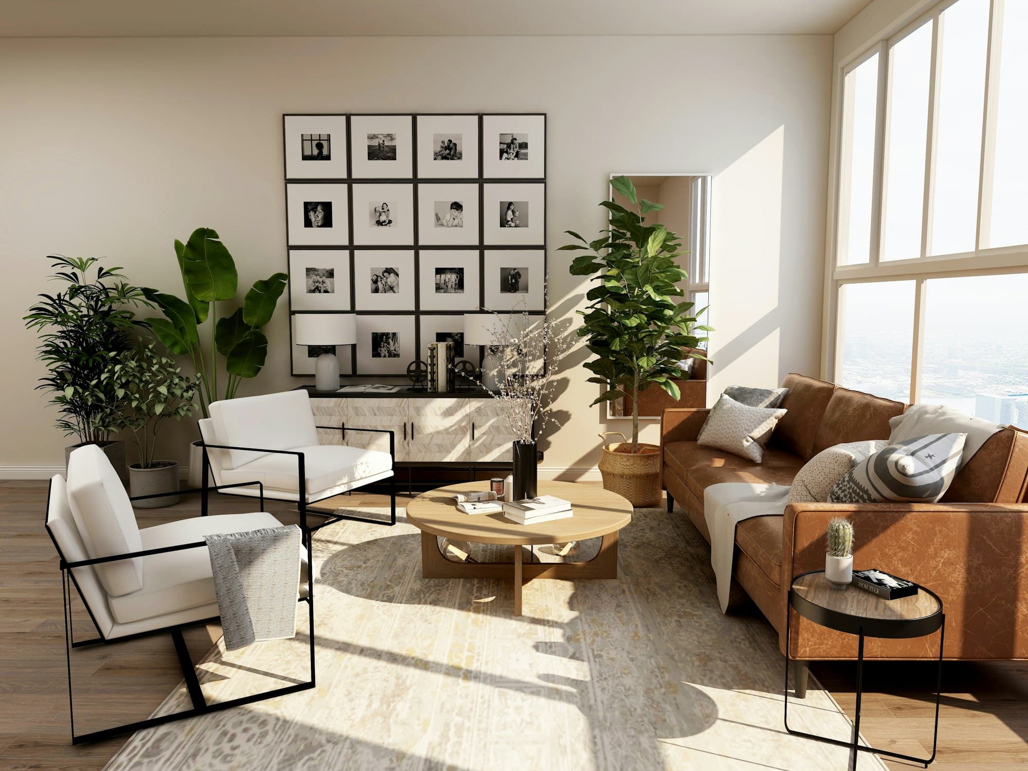 Bright living space prepared for showing